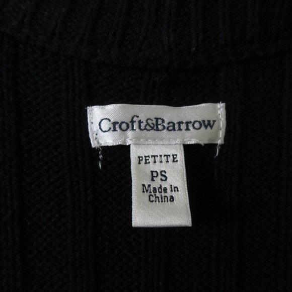 Croft & Barrow Open Cardigan Sz PS Black Sleeveless Cable Knit Long Vest Sweater - Picture 2 of 8